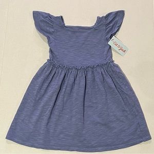 Cat & Jack Toddlers Girls Short-Sleeve Periwinkle Knit Washed Dress(Size 3T)